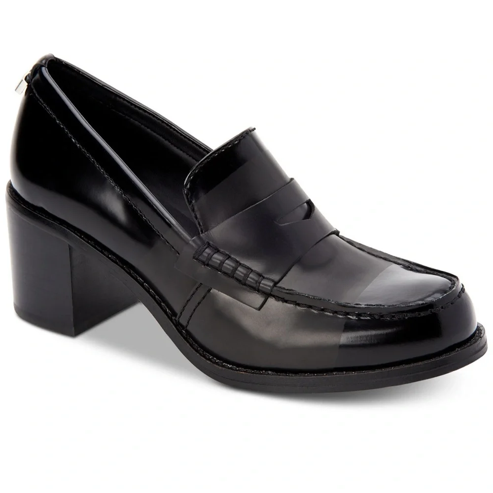 Calvin Klein Pamelyn Box Loafer Pump Women’s Size 9, Black Two-tone. Block heel.